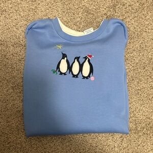 Blue Sweatshirt with Penguin Embroidery